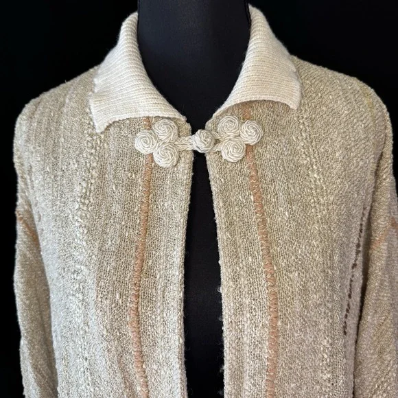 Zonda Nellis Vintage Knit Cardigan 1970s Oversized Cozy Lagenlook Wearable Art M - Picture 2 of 16